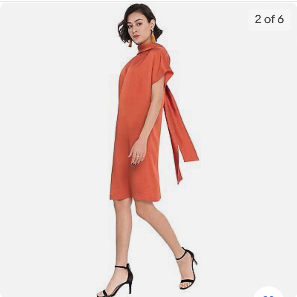 Alantino Lined Shift Dress with Back Drop-Collar and Drop-Tie for Women